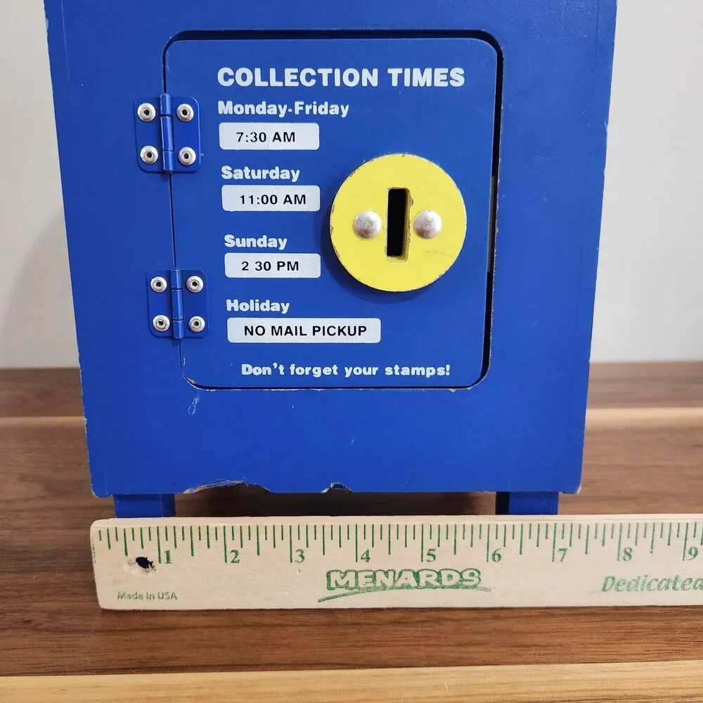 Melissa & Doug Stamp & Sort Post Office Wood Mailbox Letters Stamps Key Postcard